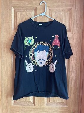 Black Graphic Tee with Doctor Strange Illustration